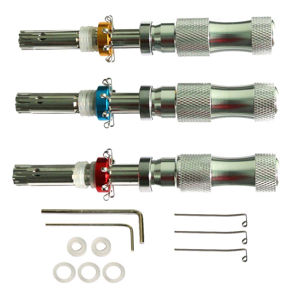 Loboo Idea 3-Pieces Copper Tubular Lock Pick Set (7.0MM/ 7.5MM / 7.8MM) ，Adjustable 7 Pin Tubular Lock Pick Training Practice Gifts for Pro Locksmith and Beginners