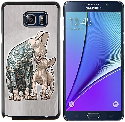 For Samsung Note 5 N9200 N920 - CATS MOTHER KITTEN LOVE INK TATTOO BLUE /Design Hard Plastic Protective Case Slim Fit Cover/ - Super Marley Shop -