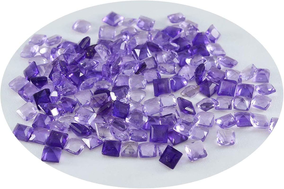joyas plata 1 pc véritable améthyste violette facettée 4x4 mm forme carrée a + 1 pierres