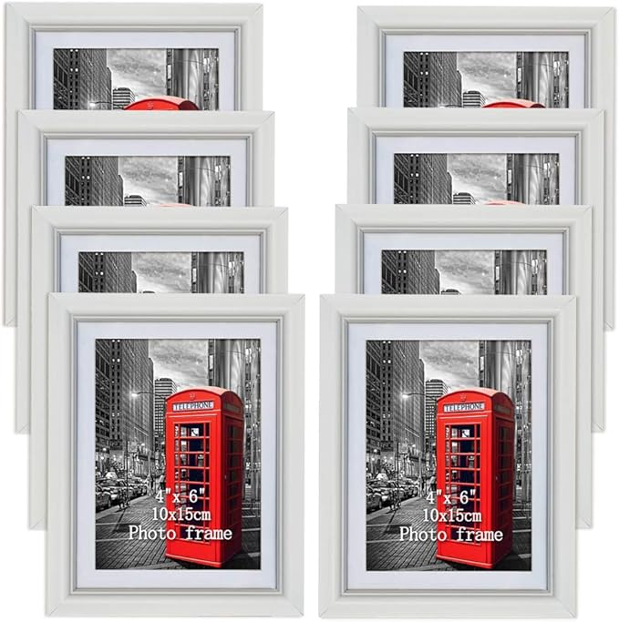 PETAFLOP 6x4 Photo Frames White Wall Gallery Picture Frame Set,8 PCS