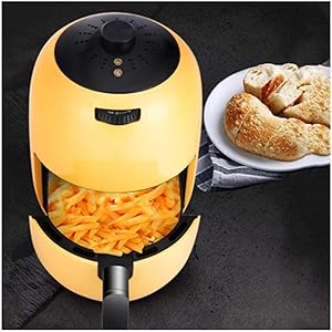 ROBDAE Air Fryer 1000-Watts Hot Air Fryer Oven Stainless Steel Electric Oilless Cooker with Nonstick Square Basket Compact Air Fryer (Color : Yellow, Size : 2L)