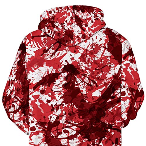 Jessie storee Helloween Hooded Sweatshirt Blood Drops Evil Eyes Red Lips Print Pullover Hoodie Women Men Couples Unisex Horror Clothing Large Size Sweater Loose Baseball Uniform Tide,G, XL