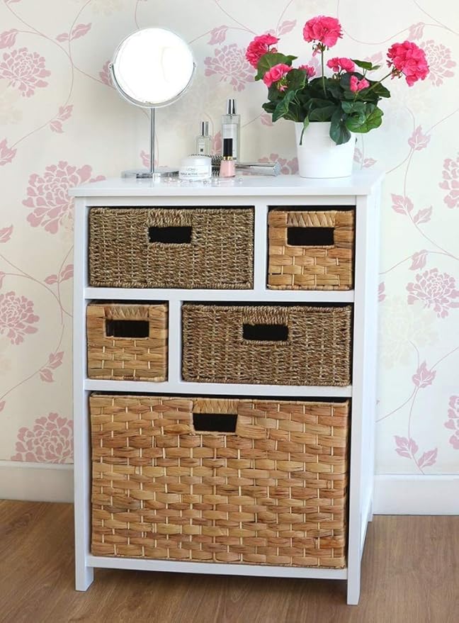 Tetbury White Storage Unit with 5 Drawers. Solid hallway bathroom