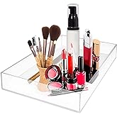 Waterproof Acrylic Serving Tray, Sturdy Thick Nightstand Dresser or Bathroom Vanity Tray Organizer for Change, Coin, Key, Phone, Glasses, Clear Acrylic Storage Valet Organizer