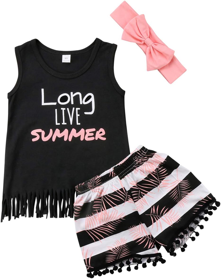 BiayxmsKids Baby Girls Organic Cotton Floral Sleeveless Shirts Tops + High Waist Shorts Denim Pants Baby Summer Clothes Set