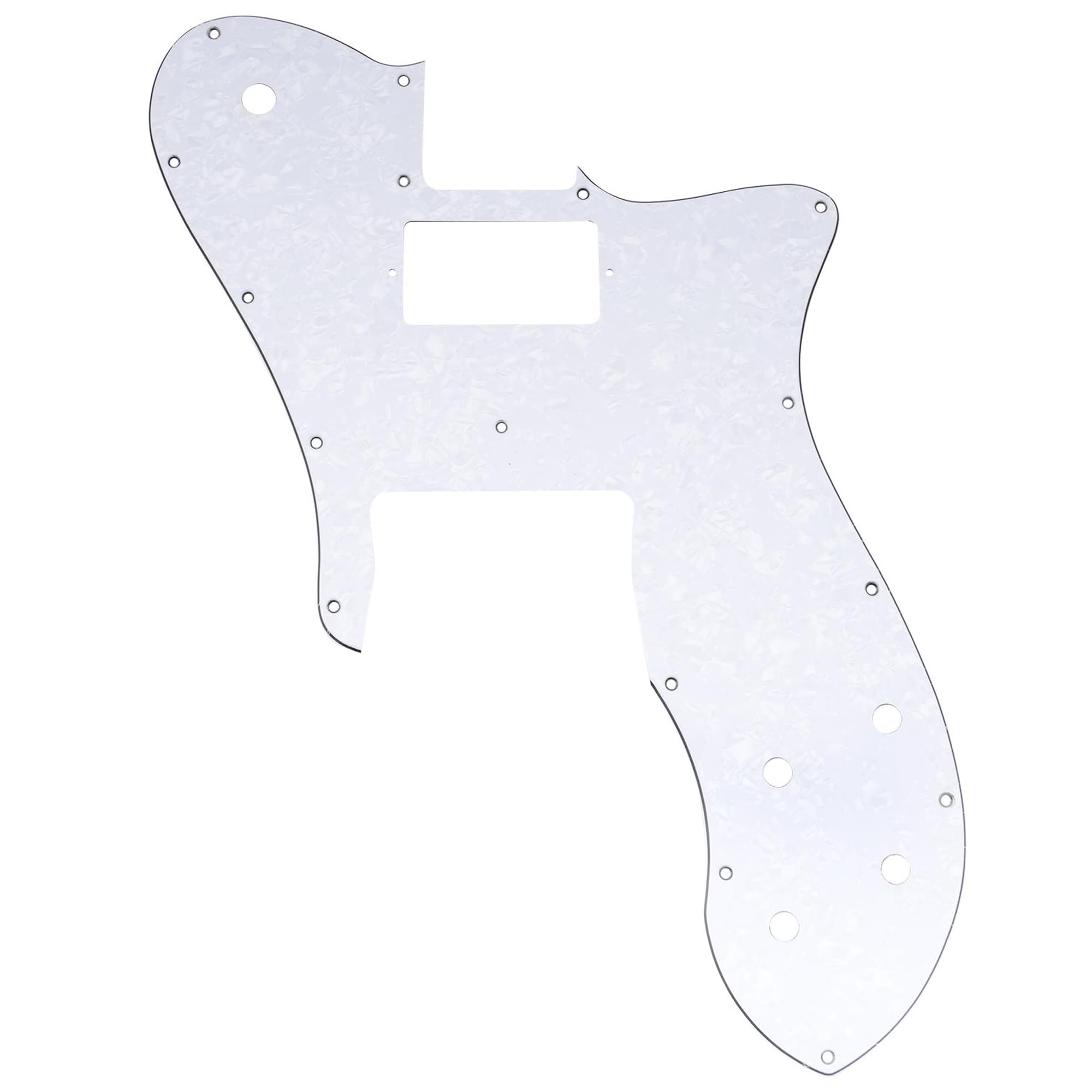 Musiclily Pro 16 Holes Single H Guitar Pickguard For USA/Mexico Fender 72 Tele Custom Style Electric Guitar, 4Ply White Pearl