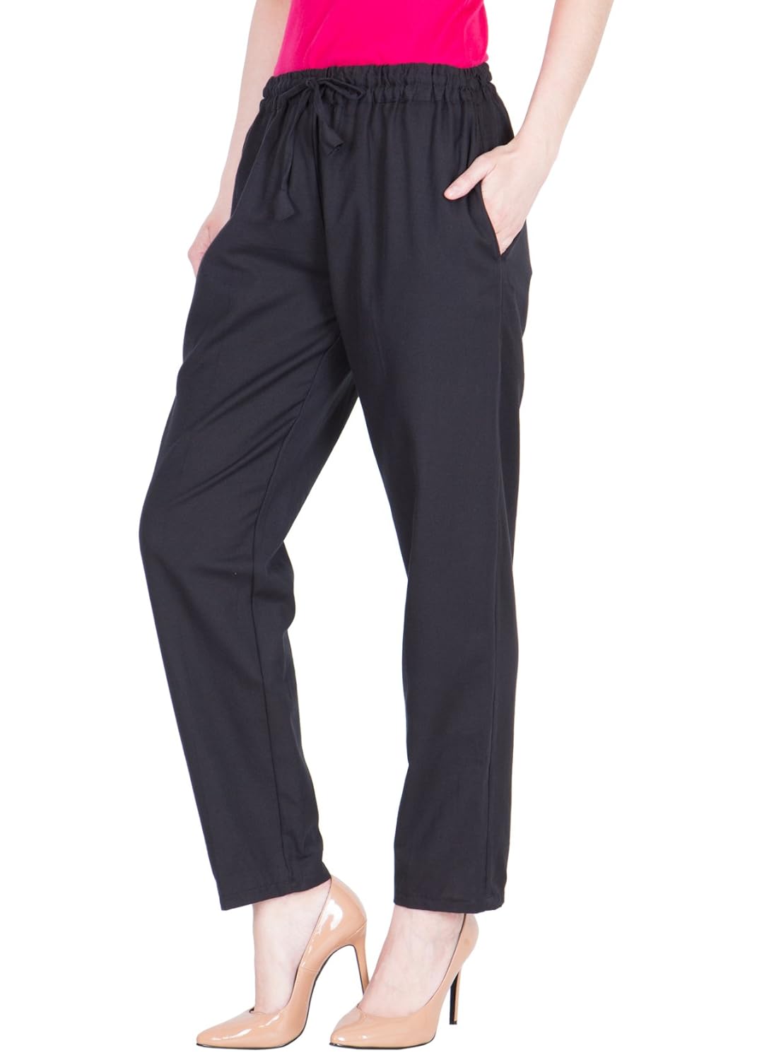 lujoso solid regular fit cotton palazzo pant for women's