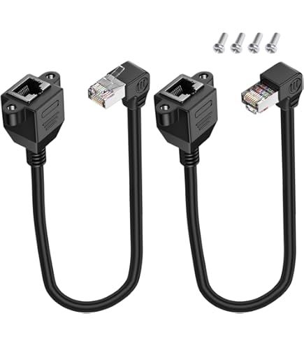 YACSEJAO Câble D'extension Blindé Cat6 à 90 Degrés RJ45 8P8C Mâle Vers Femelle - Câble D'extension Ethernet FTP Blindé Mâle Vers Femelle (angle Gauche