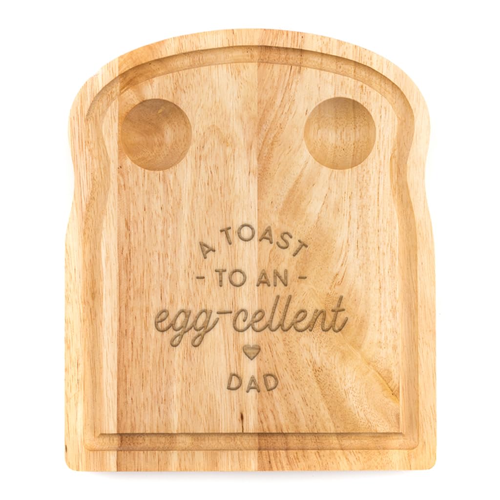 Breakfast Egg Board - A Toast to an Egg-cellent Birthday Gifts, Mum, Dad from Son Kids Daughter Baby - Unique Mothers Day Fathers Day Idea - Funny Engraved Pun Design Natural Wood (DAD)