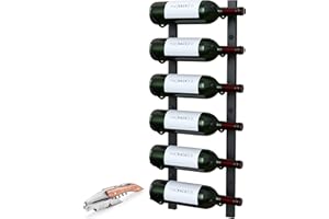 The Rack Co. wall Series - wall Mounted Wine Rack, Wine Bottle Storage, Satin Black Finish, Metal (1, 6 Bottles)