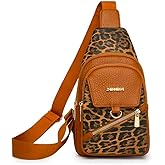 Retro Leopard Print Chest Bag Multi-Pocket Crossbody Bag Women’s Stylish Single-Shoulder Backpack Practical Travel Bag