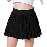 Girls Summer Mesh Ruffle Pleated Tennis Skirts Inner Shorts Flowy Cheer Running Athletic Skorts with Pockets 5-14 Years