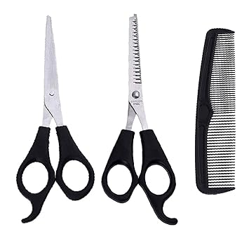 Ekan Saloon Hairdressing Set Hair Cutting Scissor And Thinning Scissor + Comb For Men And Women Set Of 3 Pcs Pack Of 1(Hair Cutting Comb Set -2)