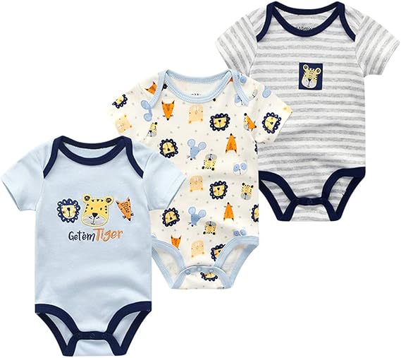 Amazon Co Jp ベビー服 半袖 ロンパース 新生児服 半袖ボディースーツ 3枚セット 赤ちゃん服 出産祝い 0 12月 可愛い 服 ファッション小物