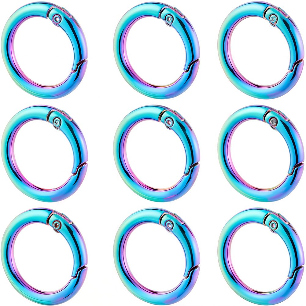 SUNNYCLUE 1 Box 12Pcs Round Carabiner Clips Trigger Spring O Rings Purse Ring Clip Metal Spring O Ring Split Rings Spring Gate Rings Clasps for Key Chains Keyrings Purses Bags Handbag DIY Crafts