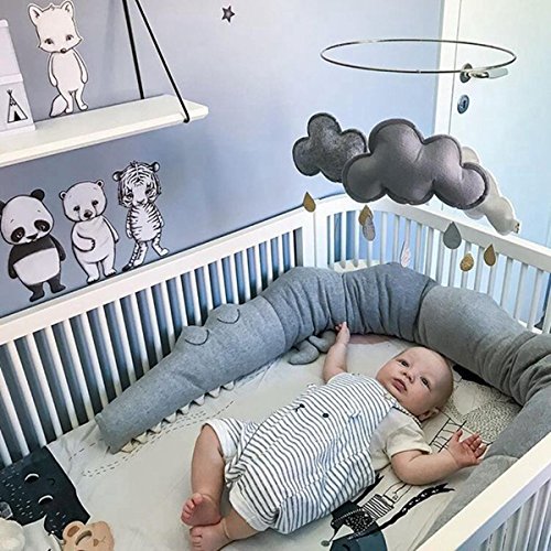 Crib Bumper, Creative Crocodile Plush Pillows Crib Bumper Pads Baby Crib Liner Cartoon Animal Shape Pillows Bed Rails Children Cradle Newborn Gifts Kids Pillow Cushion Pillow Toys - Thumbnail 3
