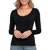 Womens Long Sleeve Tops Baselayer for Women V Neck Soft Casual Slim Stretch Underscrub