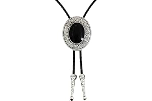 LAXPICOL Vintage Western Cowboy Oval Celtic Black Stone Bolo Tie For Men Native American Retro Bola Tie Necktie