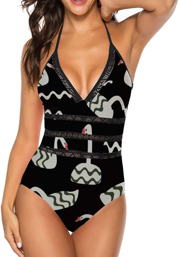 Amazon 競泳水着 白鳥 柄 レディース ワンピース水着 ビキニ フィットネス水着 モノキニ スリムウエア Uvカット 体型カバー 水陸両用 セクシー フィットネス リゾート ワンピース 通販