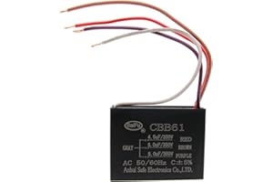 AKZYTUE CBB61 Capacitor 4.5uf+6uf+6uf 350V AC Ceiling Fan 4 Wire 50/60Hz for Starting Electric Fan Generator Pump Motor