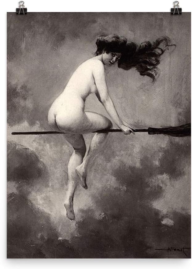 Witch On Broom Albert Joseph Penot Print Poster
