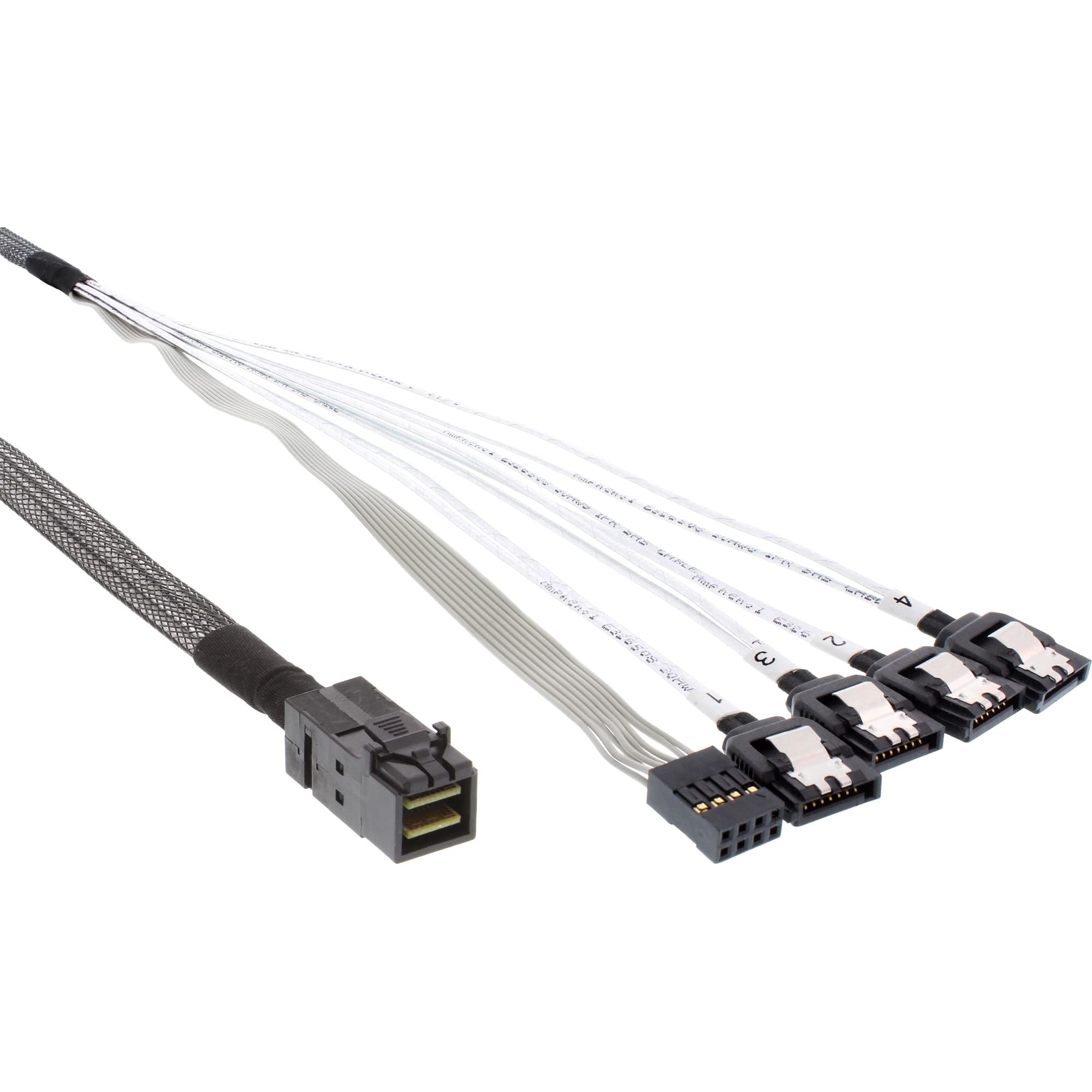 InLine® 27630 A Mini SAS SFF-8643 to 4x SATA HD Cable with Side Band, 0.5 m