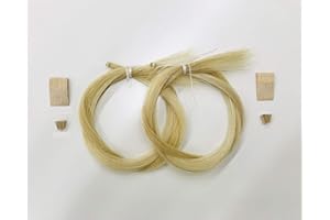 MI&VI Premium Mongolian Horse Hair for Violin, Viola Bows - Unbleached, White 29.5" (2 Hank, Prepared, Includes Plug and Wedg