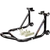 GRAND PITSTOP Motorcycle Stand, Paddock Lift Stand for Rear Wheel with Fork &amp; Swingarm Spool,Weight Capacity 529 lbs/240 Kg's, Dismantable Stand, for Honda Kawasaki Suzuki Motorcycles, Black