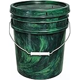 MKS Plastics 5-Gallon Bucket with Airtight Lid – Made in USA, Food Grade BPA Free Plastic, Heavy Duty Multi-Use, Metal Handle with Grip, Stackable Storage – Mystery Swirl, 1 Pack