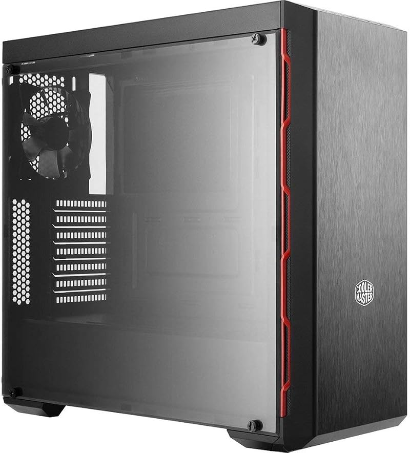 Cooler Master MasterBox MCB-B600L ATX Mid-Tower Red Trim Acrylic Side Panel PC