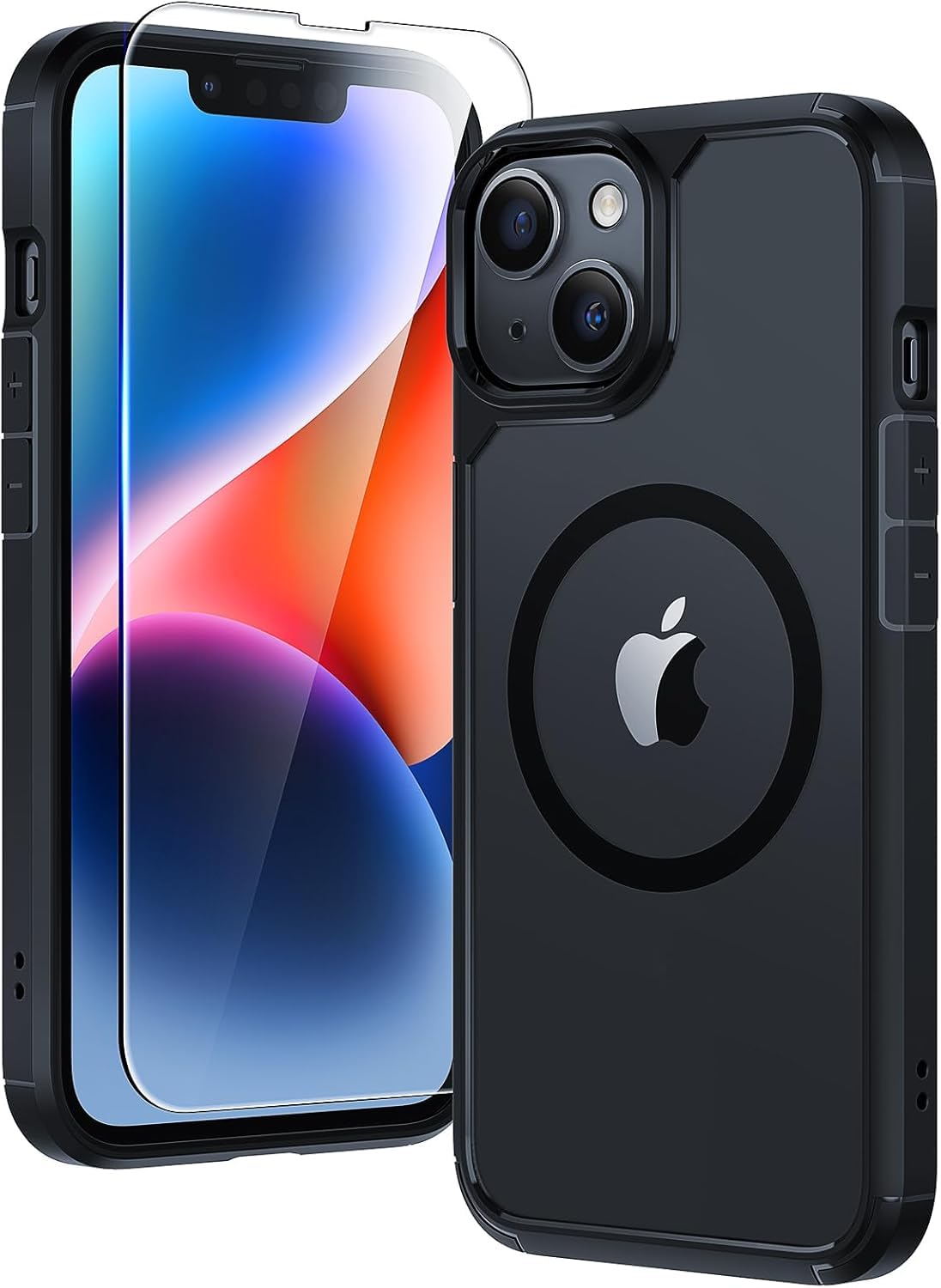 Photo 1 of TAURI 2-in-1 Magnetic for iPhone 14 Case, [Designed with Magsafe] with Screen Protector, Shockproof Case for iPhone 14, Black