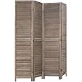 4 Panel Wood Room Divider 5.75 Ft Tall Privacy Wall Divider 68.9" x 15.75" Each Panel Folding Wood Screen for Home Office Bedroom Restaurant （Brown）