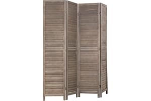 FDW Wood Room Divider,Folding Screen,Privacy Screens 68.9" x 15.75" Each Panel for Home Office Bedroom Restaurant (Brown, 4 P