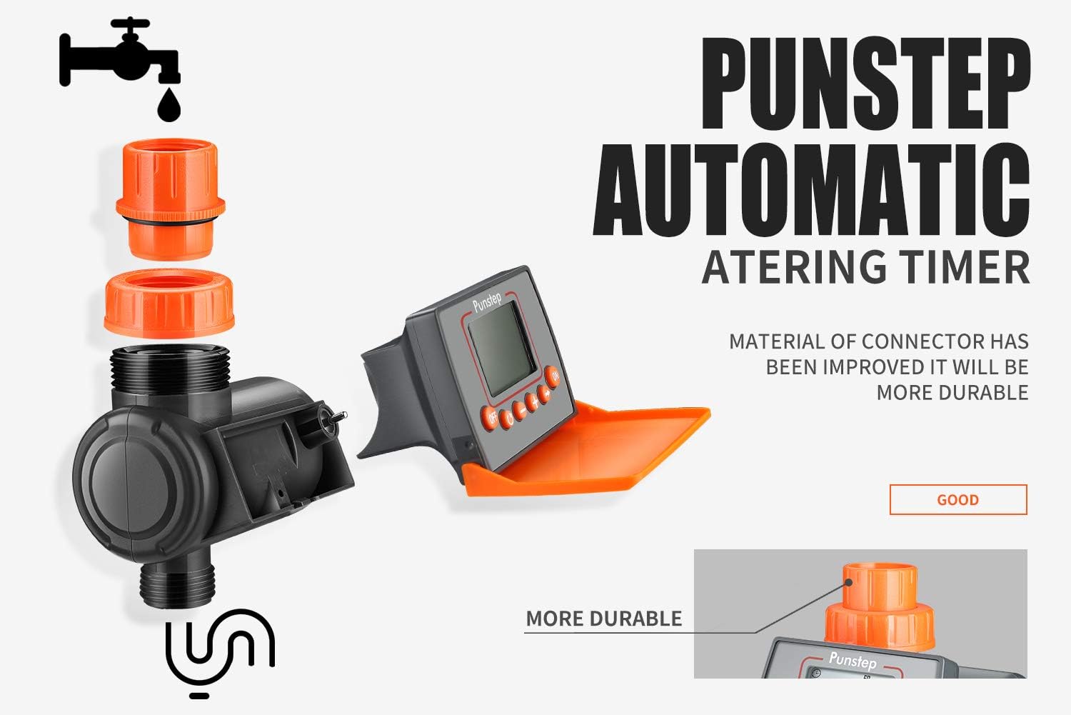 Punstep Automatic Watering Timer, 2020 New ME30 Plus, Single Outlet and Flexible Programming, Easy Hose Connection with Simple to Use Digital System : Garden & Outdoor