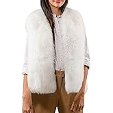 Flygo Faux Fur Vest Women Sleeveless Faux Fur Jacket Furry Open Front Cardigan Top Fluffy Winter Vest Outerwear