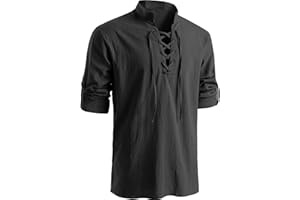 Westmall Men's medieval Retro Style pirate Shirts Renaissance shirt Long Sleeve Shirts Viking style Halloween costume