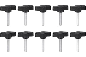 HARFINGTON 10pcs Tee Wing Knobs Thumb Screws M5 x 25mm Male Thread 27mm Plastic Head T Knobs Adjustable Handles Hand Clamping