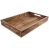GoCraft Handmade Classic Wooden Tray – Medium 15" Serving Tray for Kitchen, Dining, and Home Use – Elegant Wood Serveware for Food, Drinks, Snacks, Coffee, Tea, Breakfast, Parties & Everyday Use