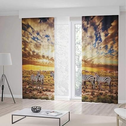 Amazon Com Yoliyana Windows Blackout Curtain Safari Living