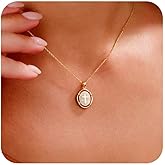 LNIEER Dainty Cross Necklace for Women Pearl White Enamel 18K Gold Plated Stainless Steel Everyday Religious Gift for Christmas Birthday