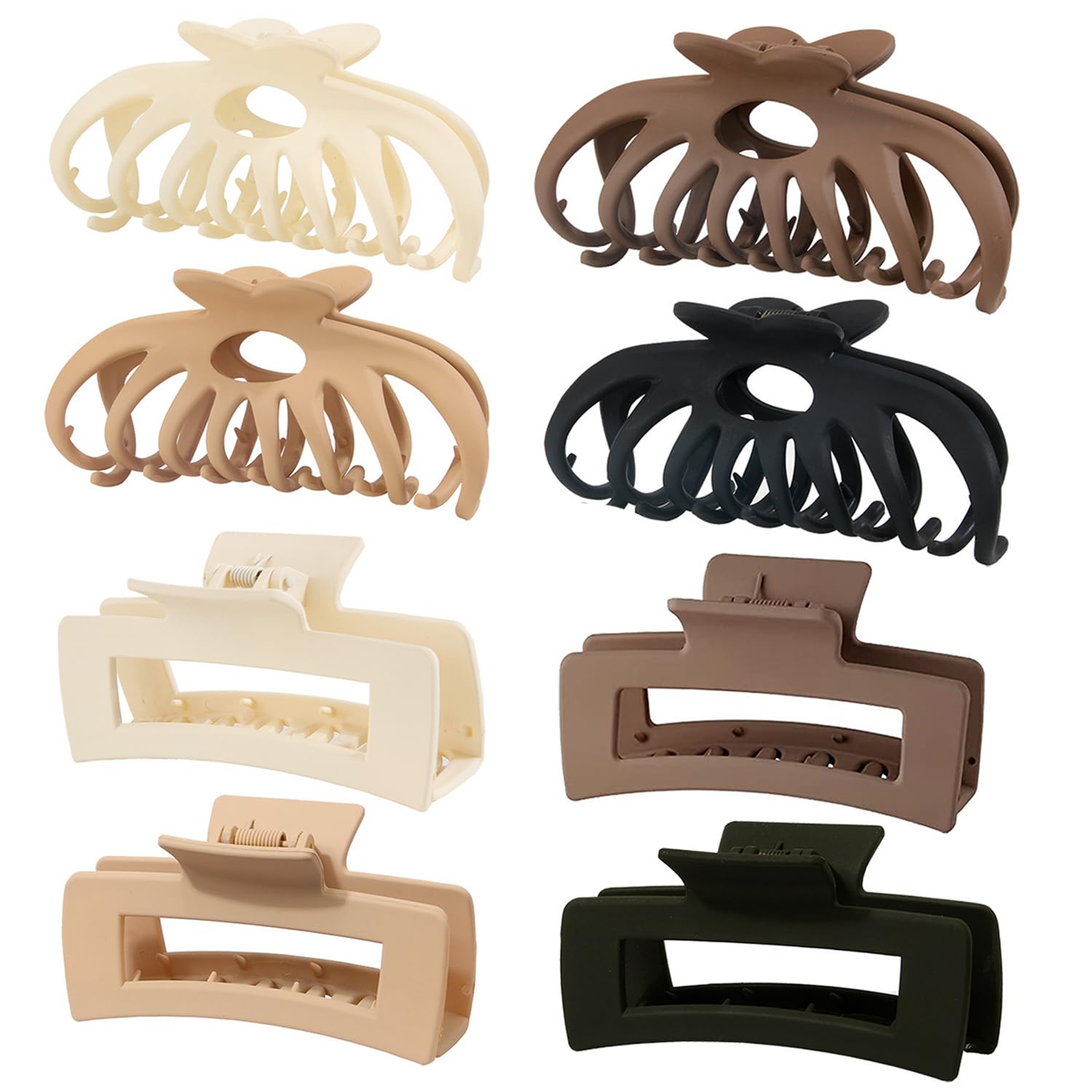 WUBAYI 8Pcs Claw Clips Hair Clips for Women and Girls Claw Clips for Thick Hair Non Slip Claw Clip Strong Hold Hair Clip Hair Claws for Straight, Curly & Wavy Hair