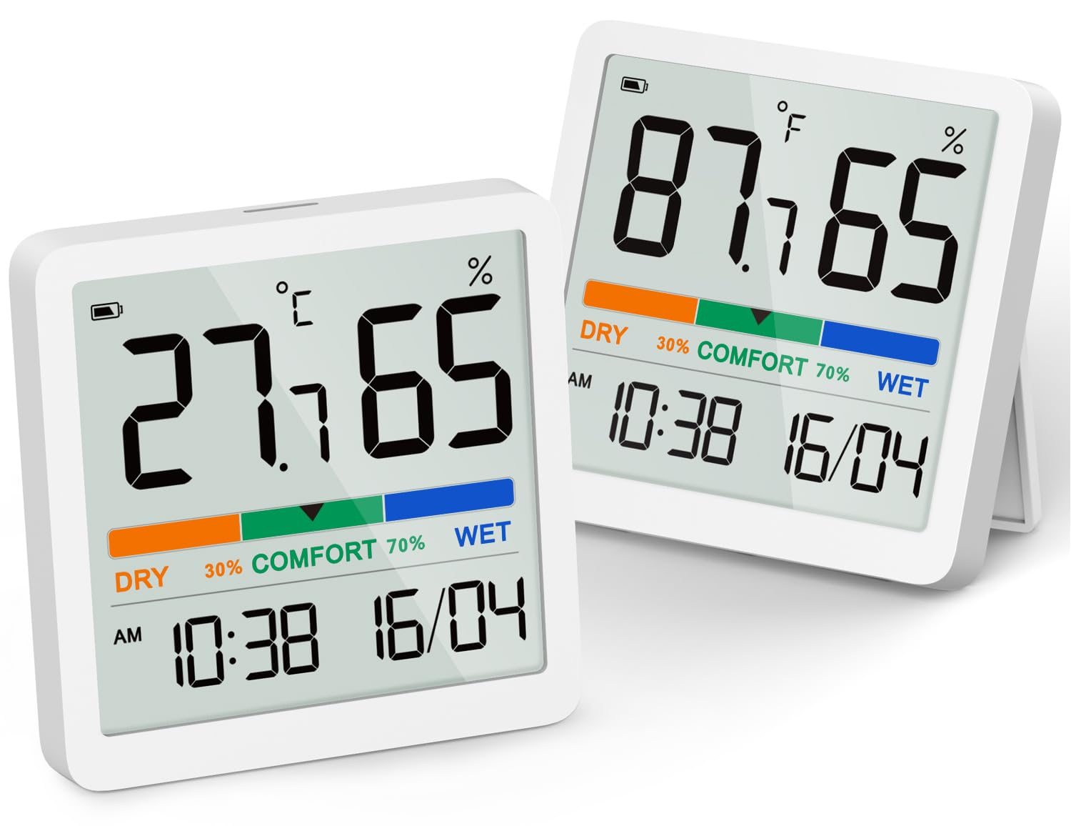 NOKLEAD Room Thermometer Hygrometer Small Digital Temperature Humidity Meter Indoor Thermometers Sensor Air Monitor with Clock Comfort Display Calibration