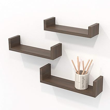 Decostyle Urus Floating Wall Shelf/Wall Display Rack- Set of 3 (Acacia Exodus, Pack of 1)