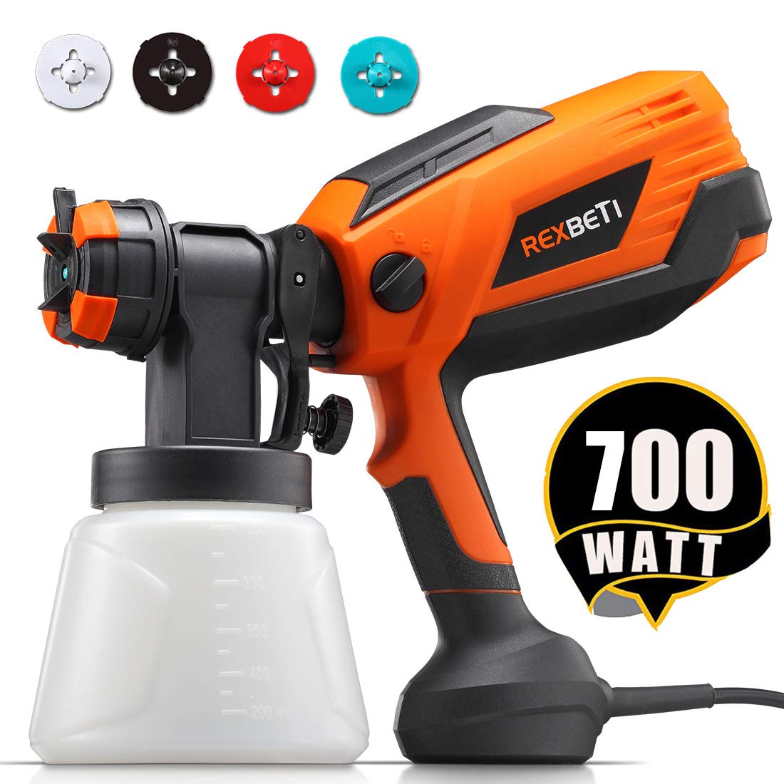 REXBETI 700 Watt High Power Paint Sprayer, 1000ml/min HVLP Home