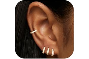 Gokeey Small Silver Hoop Earrings Set for Women, Dainty Tiny Lightweight Cubic Zirconia Cuff Silver Huggie Earrings Mini Hoops Cartilage Earring Silver Earrings Set for Multiple Piercing Jewelry for Women