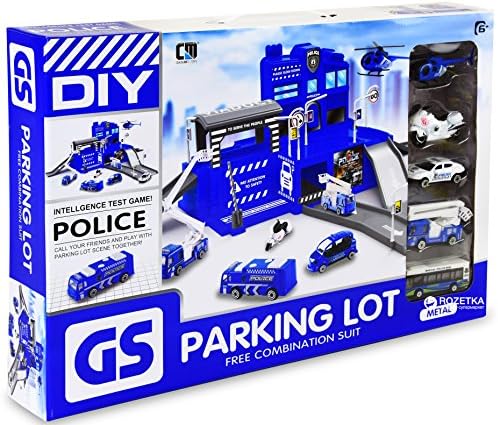Hot Police Station Parking Garage Car Wheels Set