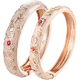 UJOY Colors Handcraft Jewelry Cloisonne Bracelet Enamel Bird Spring Hinged Womens Bangles Gifts Box 55C49