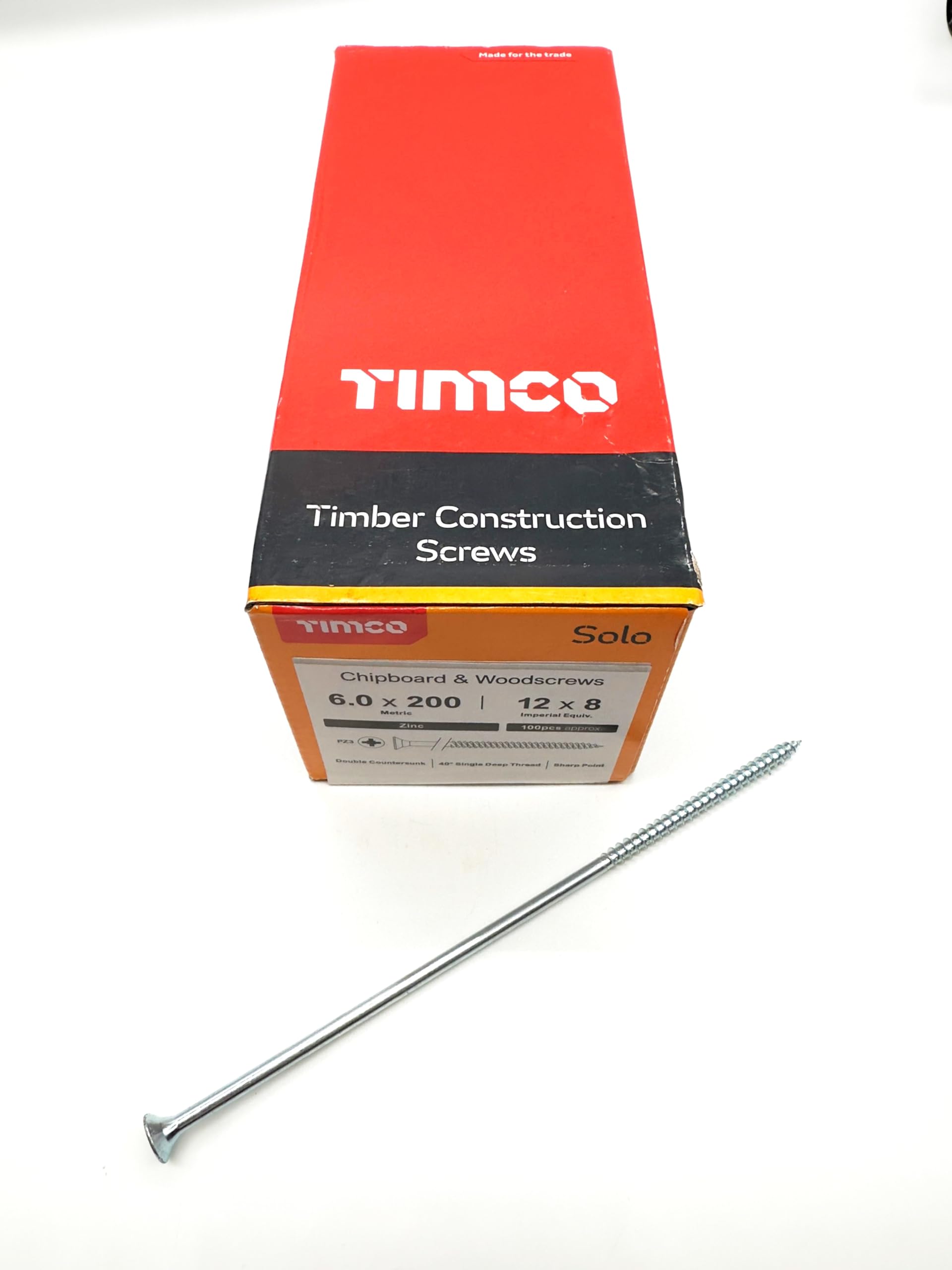 100 Pcs Silver Wood Screws Double Countersunk General Purpose Long Timber Screws (6mm x 200mm)