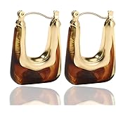 Acrylic Hoop Earrings for Women Geometric Resin Minimalist Clear Chunky Hoops Earrings for Women,Statement Lightweight Huggie Dainty Hypoallergenic Hoop Earrings for Womens Jewelry