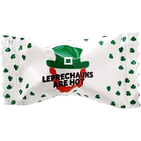 ST. PATRICK’S IRISH BUTTERMINTS, MINT CANDIES, PACK OF 55 AFTER DINNER MINTS, BUTTER MINT CANDY, GREEN LEPRAUCHAN DESIGN, FAT-FREE, INDIVIDUALLY WRAPPED (55 PIECES)